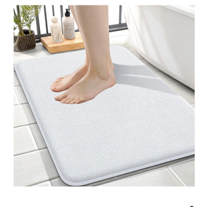 OLANLY Thick Memory Foam Bath Mat Rug 24x16, Extra Soft Absorbent Bathroom Rug, Quick Dry Bath Mats, Non-Slip, Machine Washable Carpet for Bathroom, Tub and Shower, Home Decor Accessories, White