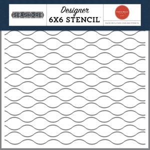 Seashore: Smooth Sailing Waves Stencil