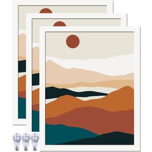 White 16x20 Picture Frame Set of 3, High Transparent Frame for 16 By 20 Photo Collage Canvas Poster Size Wall Mount and Tabletop Horizontally Vertically (White, 16 x 20 inches)