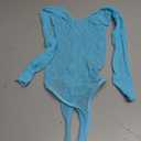 RSLOVE Women Lingerie Fishnet Bodysuit Sparkle Rhinestone Sexy Mesh Teddy Lingerie, One Size (Light Blue)