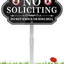 No Soliciting Sign for House, No Soliciting Yard Sign for Front Door Home, Aluminum Metal No Solicitation Sign 14 x 7 inches, with 28 inches Stake, Do Not Knock or Ring Bell