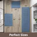 AMOAMI Waffle Bath-Mat, Absorbent Bath Mats for Bathroom Non Slip, Machine Washable Bathroom Rugs with Tassels Ultra Soft Boho Bath Rugs for Floor 24"x36" Blue