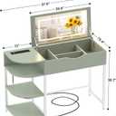 Cyclysio Vanity Desk with Flip Top Mirror and Lights, Makeup Vanity Desk with Drawers, Dressing Table with Storage Shelves & Charging Station, Small Vanity for Small Spaces, Green
