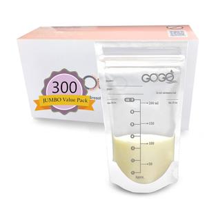 300 Count JUMBO Pack Breastfeeding Breastmilk Storage Bags - 7 OZ, EACH PRE-STERILIZED By Gamma Ray, BPA Free, Leak Proof Storing Double Zipper Seal, Self Standing, for Refrigeration and Freezing (60 Count (Pack of 5))