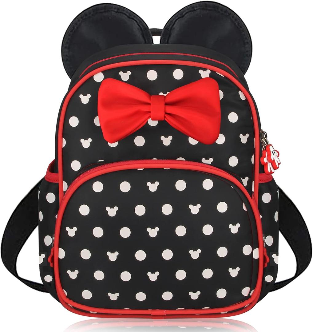 Voikukka Cute Little Girls Mini Backpack Kid Book Bags Mini Mouse Backpacks for Toddler Girl Backpacks Small Preschool Kids Backpack Toddler Bookbag Children Travel Daycare Bag Child Backpack (Black)