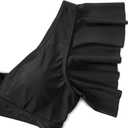 IFFEI Mommy and Me Family Matching Swimsuits Ruffle Sleeve Tie Back Womens Bathing Suit Two Piece Bikini Sets (Black, M)