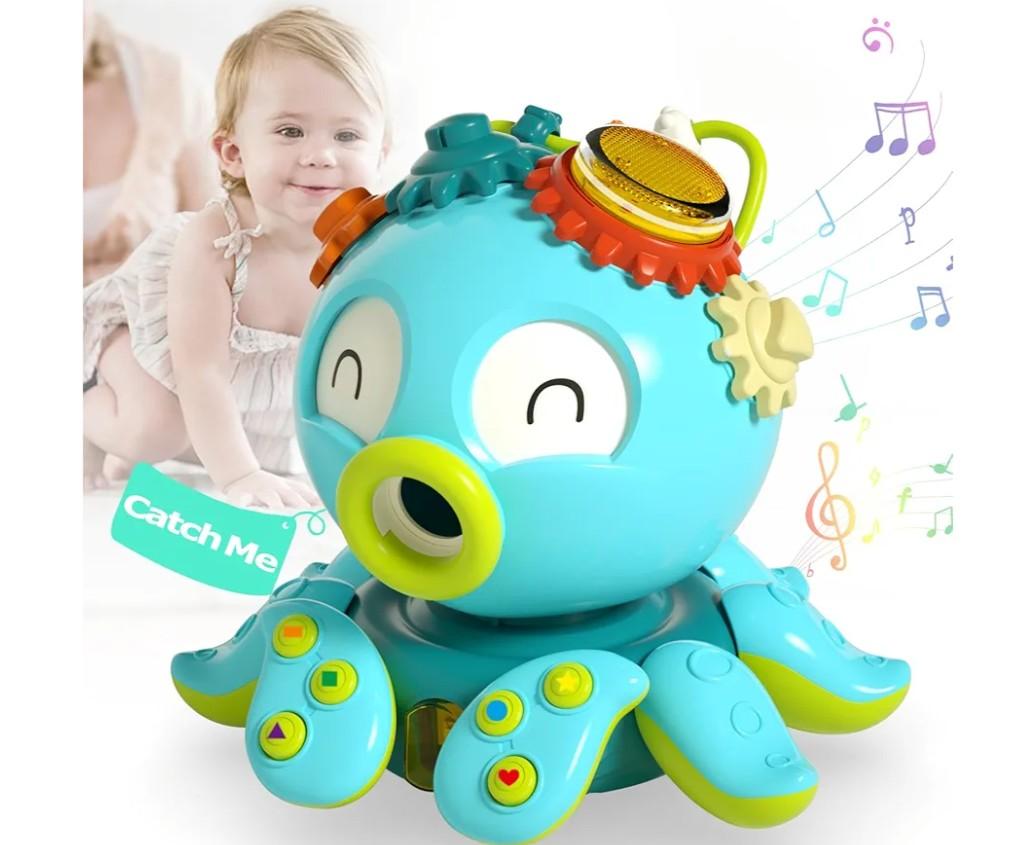Cute Octopus Crawling Toys, Baby Light Up Interactive Musical Toys for Babies, Crawling Baby Toys Walking Toys for Infants, Developmental Toys Activity Center for Toddlers Blue