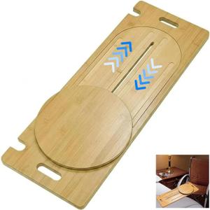 31.5" x 11" Slide Transfer Board with Track Pulley & Turntable - Heavy Duty Wooden Slide Board for Transferring Elderly & Disabled, Hold Up to 500LBS, Transfer to Wheelchair, Bed, Car