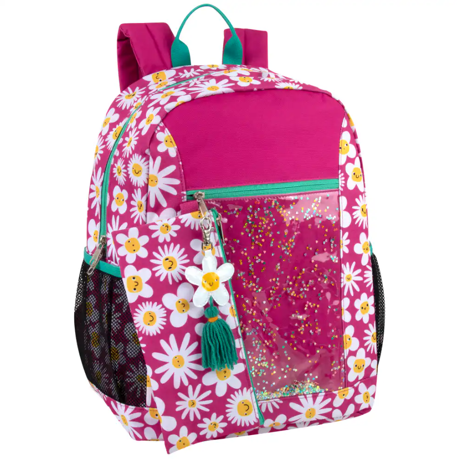 A.D. Sutton Flower Backpack With Pencil Case - Pink