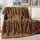 GALMAXS7 Cheetah Throw Blanket, Double-Sided Plush Fluffy - Luxury Faux Fur Leopard Print Blanket, Soft and Cozy Room Decor (60x80 Inches, Brown)