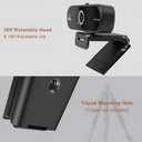 Hprosper 1080P Full HD Webcam with Privacy Cover, Tripod,Wide Angle Lens,Active Light Correction,Plug and Play USB Webcam for PC, Desktop, Laptop,Mac