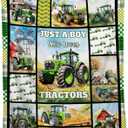 Tractor Blanket Farm Harvester Blankets,Just A Boy Who Loves Tractors Flannel Blanket Gifts for Girls Boys,Soft Warm Lightweight Blanket for Room Decor, 40"x50"for Kids/Child