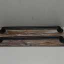 2 Pcs MyGift Realistic Metal Pipe Bathroom Towel Bar with Rustic Torched Solid Wood Wall Mount Industrial Bathroom Fixtures Hanging Towel Rack