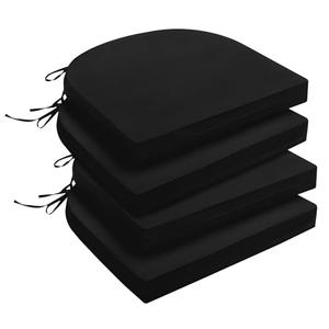 downluxe Outdoor Chair Cushions Set of 4 for Patio Furniture, Water-Resistant Patio Chair Cushions with Ties, High Density Foam Outdoor Seat Cushion, 17" X 16" X 2", Black