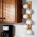Yohsnor Coffee Mug Holder Wall Mount - Stylish Solid Wood Cup Hanger, Space-Saving Rack with 6 Cup Capacity - Perfect for Kitchen, Office, Coffee Bar & Countertop Display