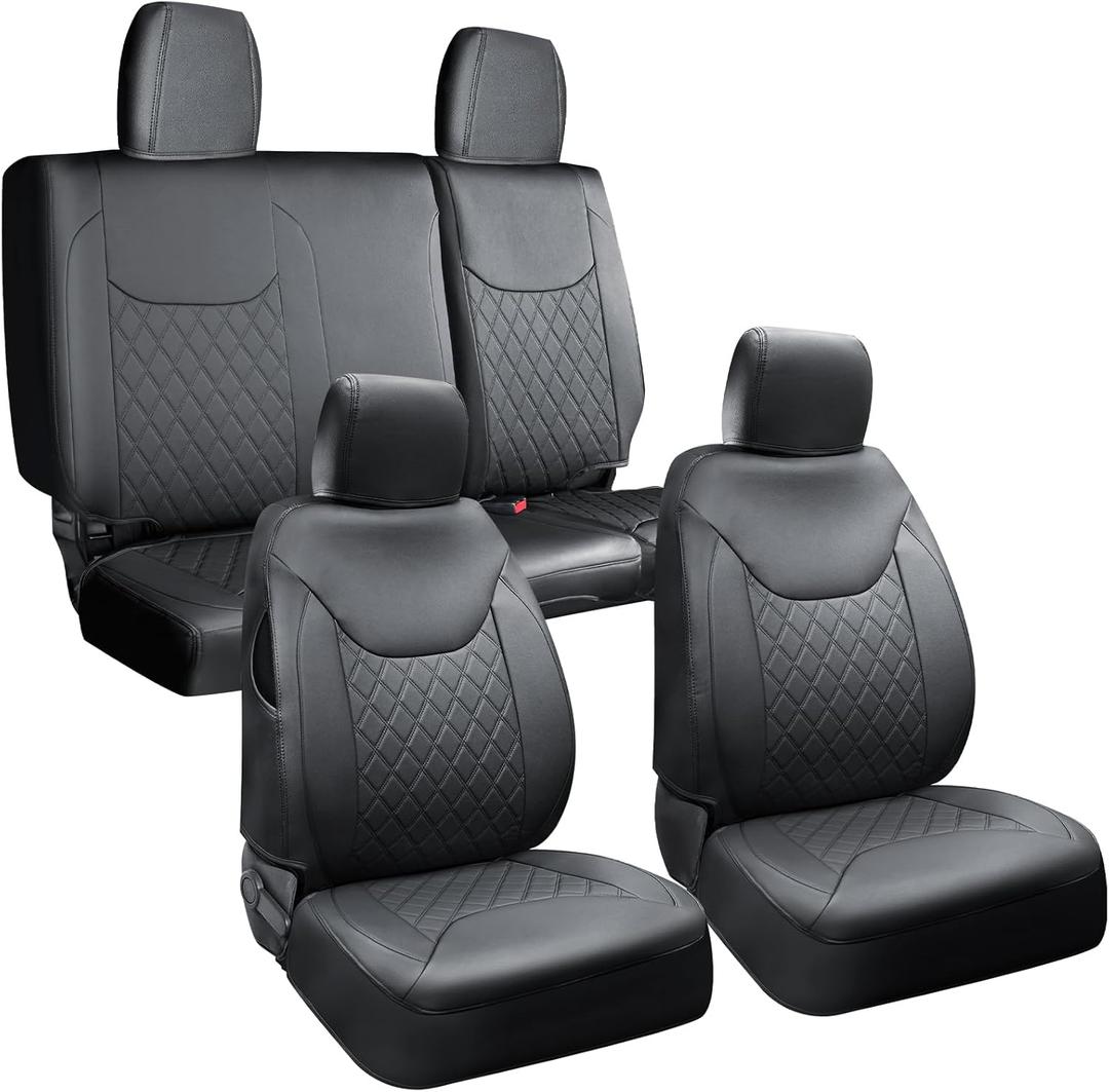Jeep Seat Covers Wrangler 4 Door Leather Front & Rear Seat Cover Set for Jeep Wrangler 2013-2017 Customized for Jeep 4-Door, Water Proof Sport,Unlimited Sport Rubicon,Unlimited Rubicon Sahara