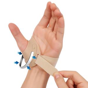 FORTEMOTUS CMC Thumb Brace - CMC Joint Support Stabilizer: for Thumb Joint Pain, Tendonitis, Osteoarthritis, Instability, Lightweight & Adjustable Thumb Support Brace for Men Women Beige, Left Hand (Medium)