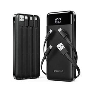 2 Packs Portable Chargers with Built in Cables, 2PCS Slim 10000mAh Travel Essentials Battery Pack 6 Outputs 3A Power Banks for iPhone Samsung Pixel LG Moto iPad