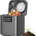 Electric Composter for Kitchen, 4L Indoor Odorless Compost Bin with 2 Carbon Filters, Auto-Cleaning, Large LED Display, Visible Window, Smart Countertop Food Waste Composting Machine