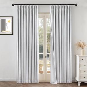 MYSKY HOME White Blackout Curtains 90 inches Long Pinch Pleated Curtains for Living Room Bedroom 100% Room Darkening Black Out Window Drapes with Hooks Back Tab, 40" Wide per Panel, 2 Pieces