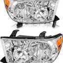AS Headlights Assembly Compatible 2007 2008 2009 2010 2011 2012 2013 Toyota Tundra (W/o Headlight Leveling Models) /2008-2017 Toyota Sequoia Headlamp (12-14 Models Without Headlight Washer)