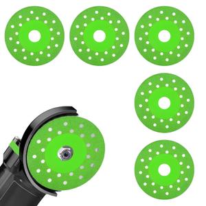 5pcs Glass Cutting Discs & 5pcs Gaskets, Manganese Steel Ceramic Diamond Cutting Blade for 4 Inch Angle Grinder Rock Grinding Disc for Glass Ceramic Jade Crystal Tile (Green)