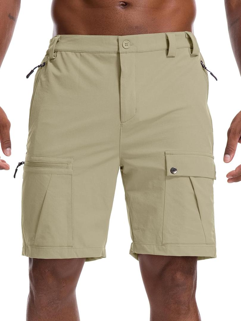 Jawtut Mens Hiking Cargo Shorts 8" Lightweight Outdoor Work Shorts for Men Travel Golf Casual SIZE 36