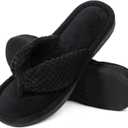 ULTRAIDEAS Women's Popcorn Flip Flop House Slipper with Memory Foam (9-10, Black)