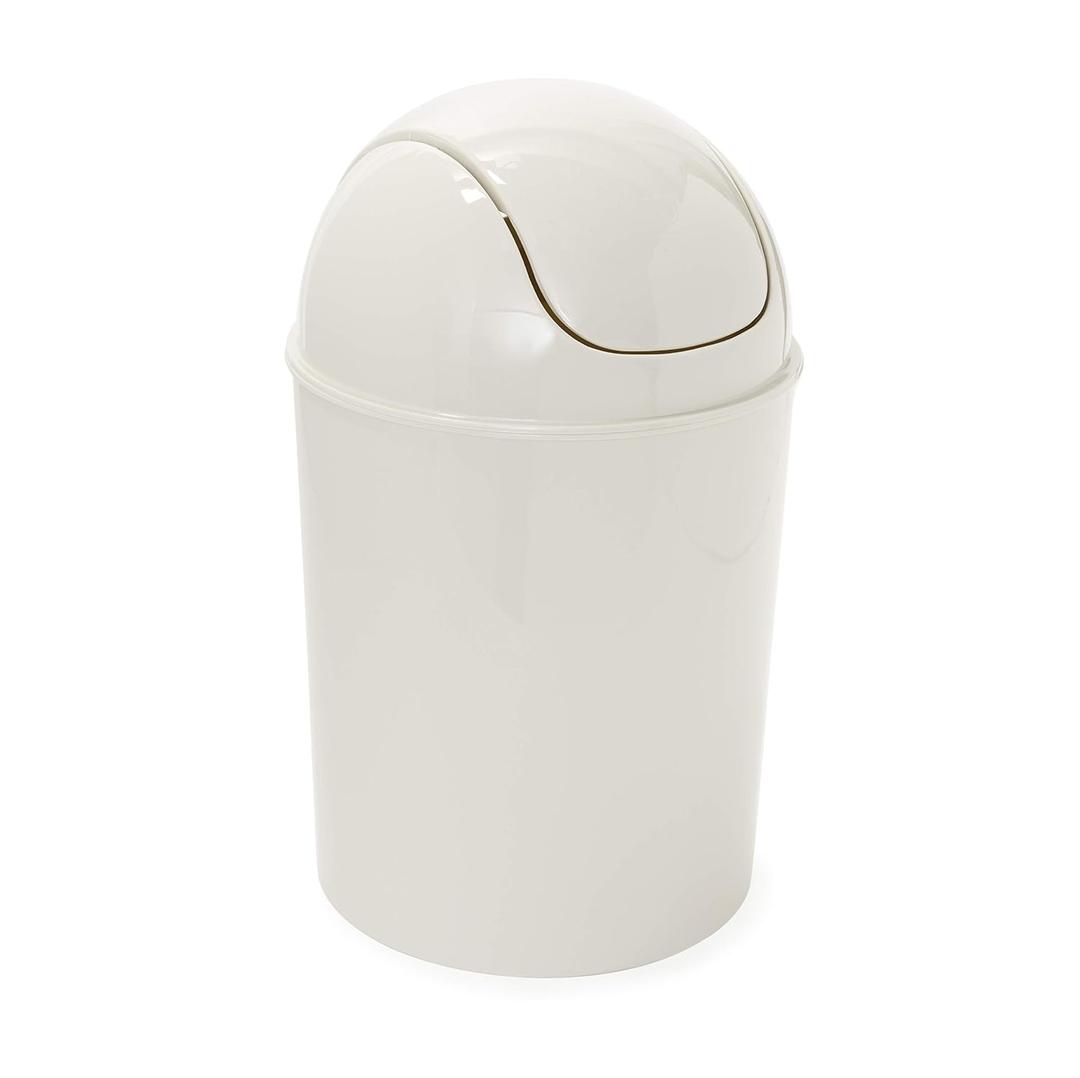 Umbra 1.25 Gallon Mini Waste Can with Removable Swing-Top Lid - Small Garbage Bin for Kitchen, Bathroom, Bedroom, Office - Compact Trash Can Fit Under Tables & Counters - Linen