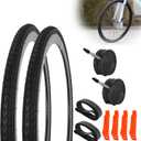 RUTU 2 Pack 700x23/28/32/35c Foldable Bike Tires and Tube - 700C Bicycle Tires Foldablewith Tire Levers and Tire Liners
