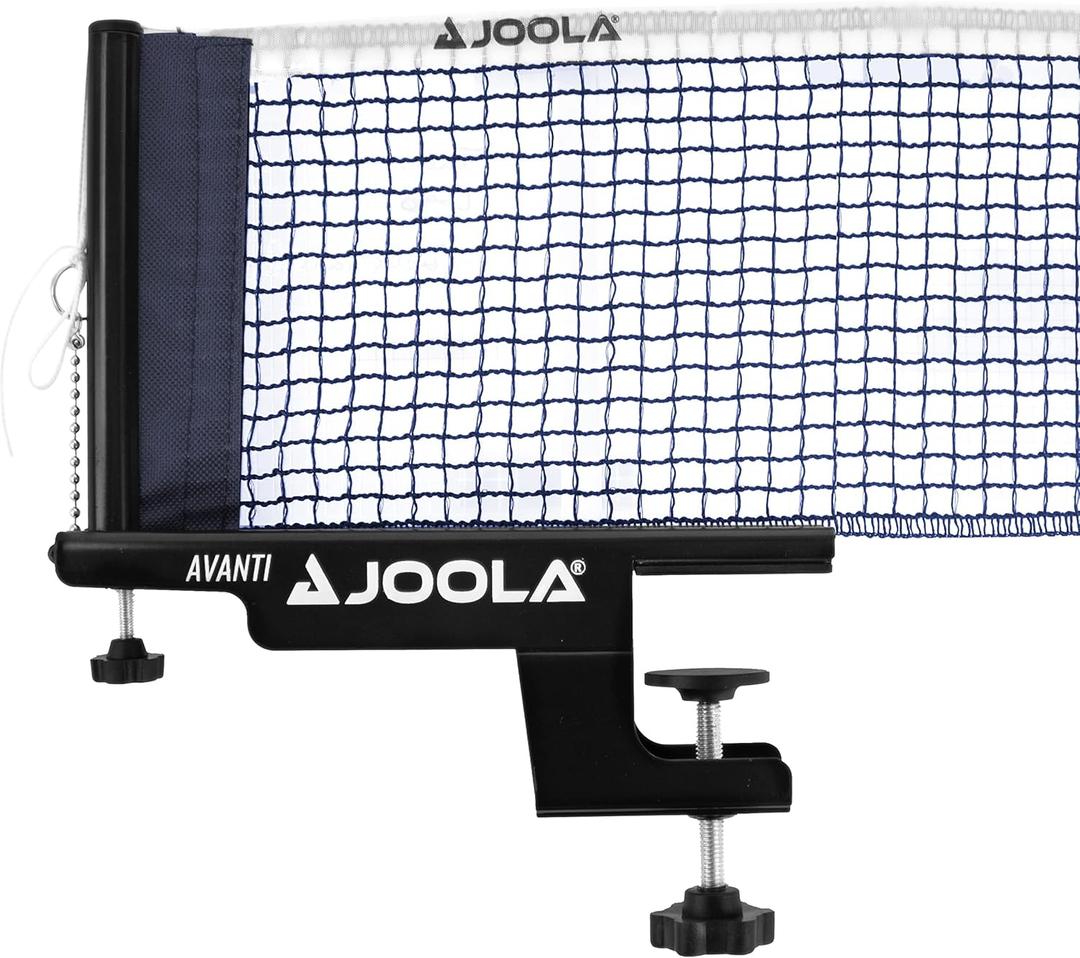 JOOLA Premium Avanti Table Tennis Net and Post Set - Portable and Easy Setup 72" Regulation Size Ping Pong Screw On Clamp Net, White/Black