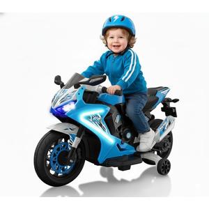 Kid Trax 6V Glow Electric Toddler Kids Motorcycle - Toddler Bike, Indoor/Outdoor Toys, Durable, LED Headlights and Body Light, Realistc Sounds, Kids Ride On Toys, Max Weight 65lbs, Ages 3+, Blue, Medium