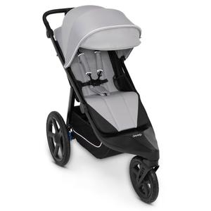 Delta Children - Jeep PowerGlyde Pro Jogging Stroller - 1-Step Back Brake & Hand Deceleration Disc Brakes for Speed Control - 1 Hand Fold, Soft Gray