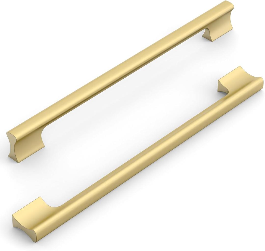 10 Pack 10 Inch(254mm) Kitchen Cabinet Handles Brushed Gold Cabinet Pulls Kitchen Cabinet Hardware Drawer Pulls for Cupboard Wardrobe