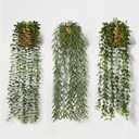 3 Pack Artificial Hanging Plants in Boho Handwoven Baskets for Living Room, Bedroom, Bathroom Wall Shelf Decor