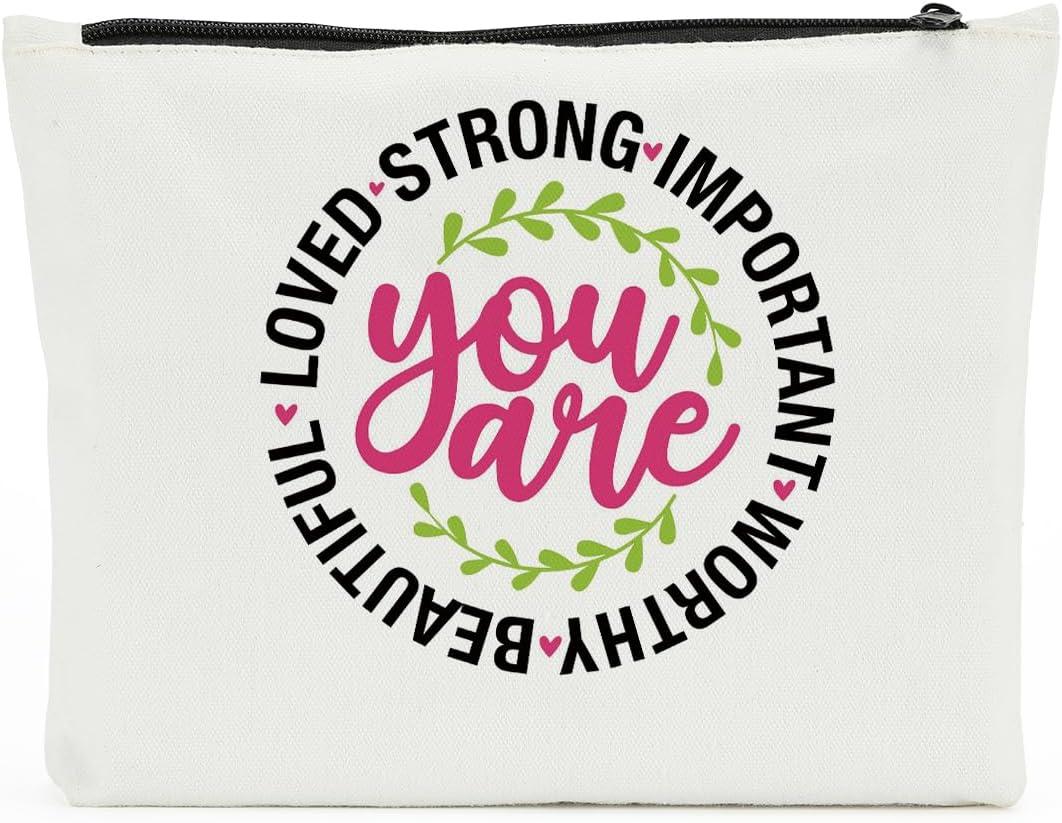 Daily Affirmations for Women Makeup Bag Cosmetic Bag, Mental Health Gifts, Inspirational Gifts for Women, Mental Health Awareness for Female Girls Coworker Friendship Birthday Mothers Day Nurse Day