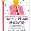 Valentines Day Card Gifts for Him Husband, Funny Romantic Valentine's Day Cards for Men Women, 5x7 Inch with Envelope (Pink Red)