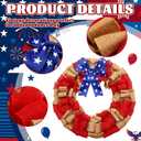 Dingion 20 Inch Patriotic Burlap Wreath for Front Door 4th of July Red White and Blue American Flag Mesh Wreath with Star Bow, Rustic 250th Anniversary Memorial Day Decoration for Farmhouse Home Porch