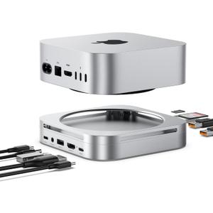 Mac mini M4 Dock & Hub with 8TB NVMe SSD Enclosure, 4K@60Hz HDMI, 2x10Gbps USB A, 1x5Gbps USB A, USB-C Charge, SD/TF, Audio 3.5mm, Stand Docking Station for Mac mini M4/M4 Pro