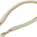 Model Worker 23.6" Imitation Pearl Chain Purse Strap Replacement Handbag Shoulder Bag Clutches Chain Strap with Metal Buckles (Gold)