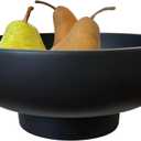 OAKOA Concrete Black Decorative Bowl for Home Decor - Black Fruit Bowl - Modern Pedestal Coffee Table Bowl for Entryway Table