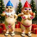 Leverse 2 PCS Garden Gnomes, 4.7 Inch Outdoor Statues, Funny Garden Gnomes Decorations for Yard, Lawn, Patio, Unique Home Decor Gifts for Woman, Man, Easter, Halloween, Christmas, Housewarming