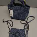 Woven Tote Bag for Women with Coin Purse, Foldable Chain Small Crossbody Handbags, Fashion Shoulder Bag, Hobo Satchel