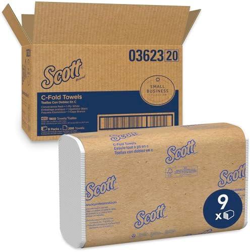 Scott Professional C-Fold Folded Paper Towels, Bulk (03623), Absorbency Pockets, 9.2"x9.4" Towel, White (250 Sheets/Pack, 16 Packs/Case, 4000 Sheet Total)