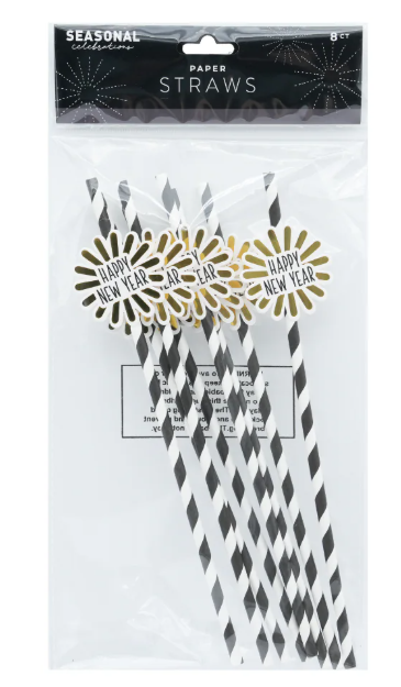 2 x New years paper straws