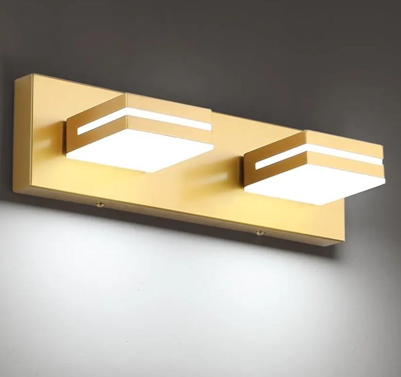 SineRise LED Modern Bathroom Vanity Light Fixtures (2-Light, 15.5-Inch), Matte Gold Modern Acrylic Bathroom Wall Lighting Fixtures Over Mirror (Cool White 6000K)