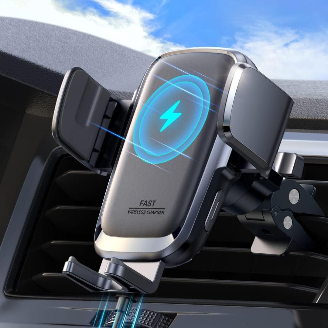 JOYROOM Wireless Car Charger, 15W Fast Charging Auto Clamping Car Phone Holder Charger, Phone Stand for Car Vent Phone Mount for iPhone 17/16/15 Pro Max Air, Galaxy S26/25 Ultra, Pixel 10 Pro and More