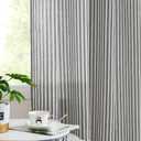 Vangao Linen Striped Curtains for Living Room Bedroom Farmhouse Tickingstripe Light Filtering Window Curtains Printed Drapes Grommet Top 2 Panels Charcoal Grey W50 x L84 Inch