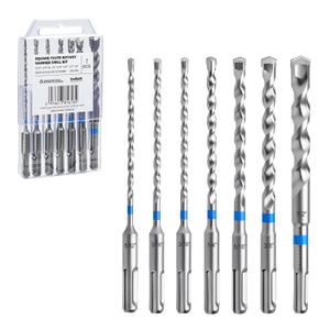 toolant Masonry Drill Bit,SDS Plus Rotary Hammer Drill Bits Set Assorted Set 7pcs(5/32"-1/2") 6inch,Carbide Tipped 2-Cutter for Concrete,Masonry and Brick