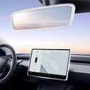 2PCS Protector Trim Frame Compatible with Tesla Model 3 Y 2020-2024 2026 Screen Edge Frame Rearview Mirror Cover Interior Silicone Decorations Center Console Decor Highland Juniper Accessories (White)